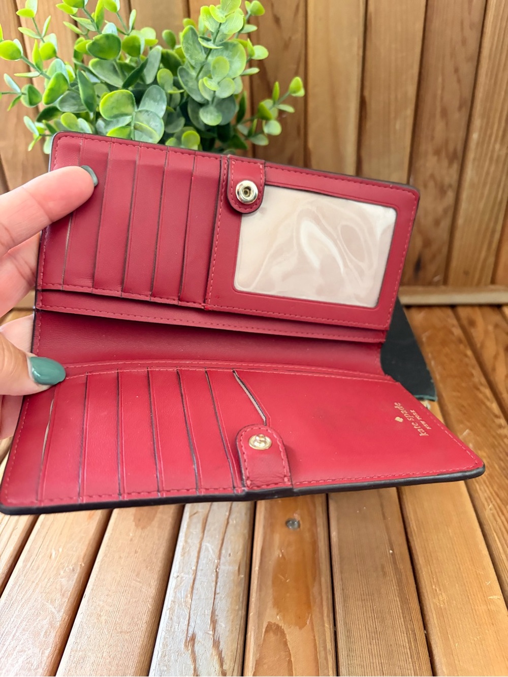 Kate Spade in Red Saffiano Leather Bifold Wallet - Picture 3 of 11